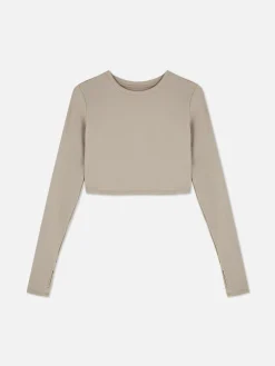 Top Curto Desporto Manga Comprida Suave Rita Ora