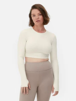 Top Curto Desporto Manga Comprida Suave Rita Ora