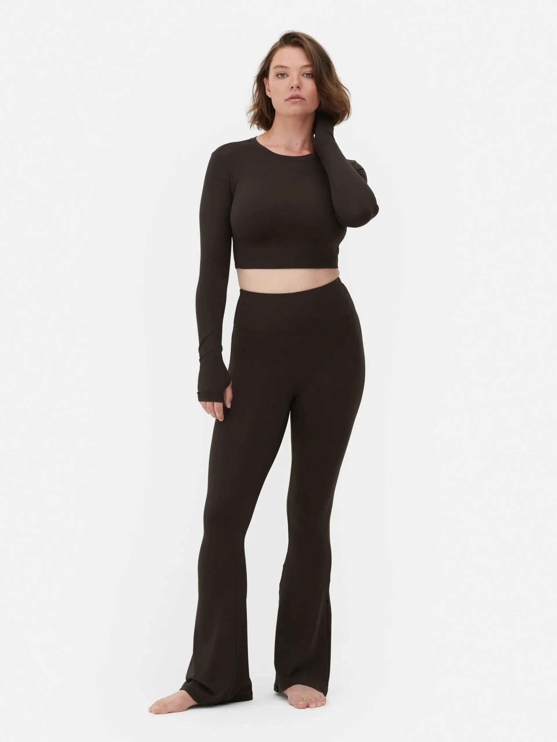 Top Curto Desporto Manga Comprida Suave Rita Ora