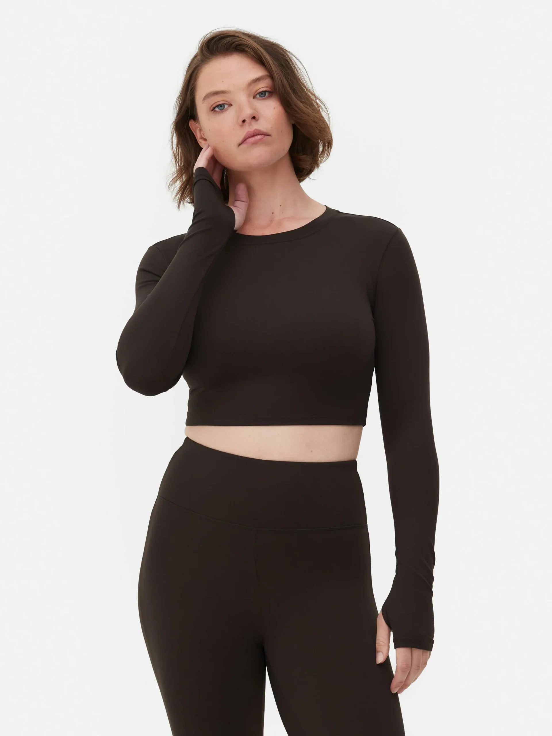 Top Curto Desporto Manga Comprida Suave Rita Ora