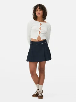 Top Manga Comprida Recortes Laço