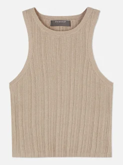 Top S/ Mangas Costas Abertas Canelado