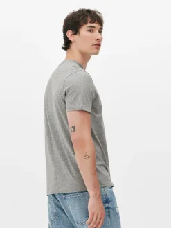 T-shirt Algodão Com Gola Redonda