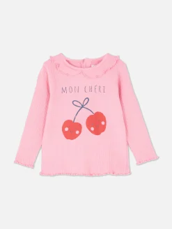 T-shirt Estampada Bainha Franzida