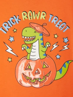 T-shirt Manga Comprida Estampado Dinossauro Halloween