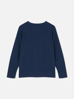 T-shirt Manga Comprida Padrão Waffle