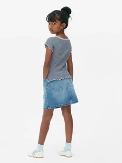 T-shirt Riscas Rebordo Renda