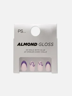 Unhas Postiças Amendoadas Brilhos Espirais PS...