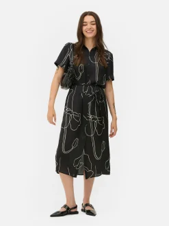 Vestido Camiseiro Moldes Estampados Midi