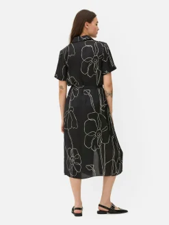 Vestido Camiseiro Moldes Estampados Midi