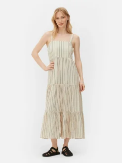 Vestido Comprido Camadas Riscas