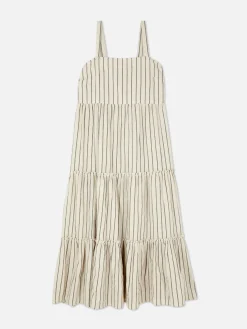 Vestido Comprido Camadas Riscas