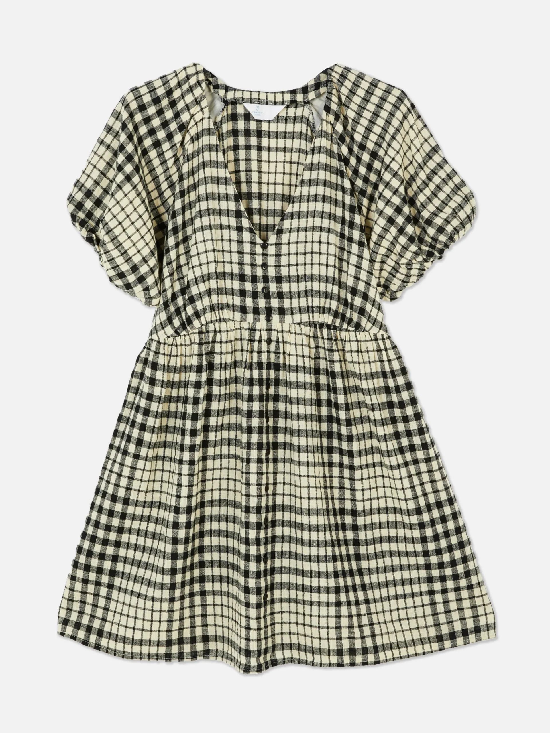 Vestido Franzido Manga Balão Decote V