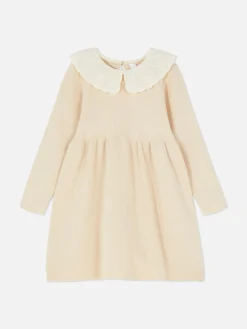 Vestido Malha Colarinho Bordado