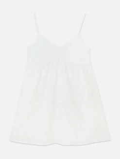 Vestido Mini Alças Bordado Inglês