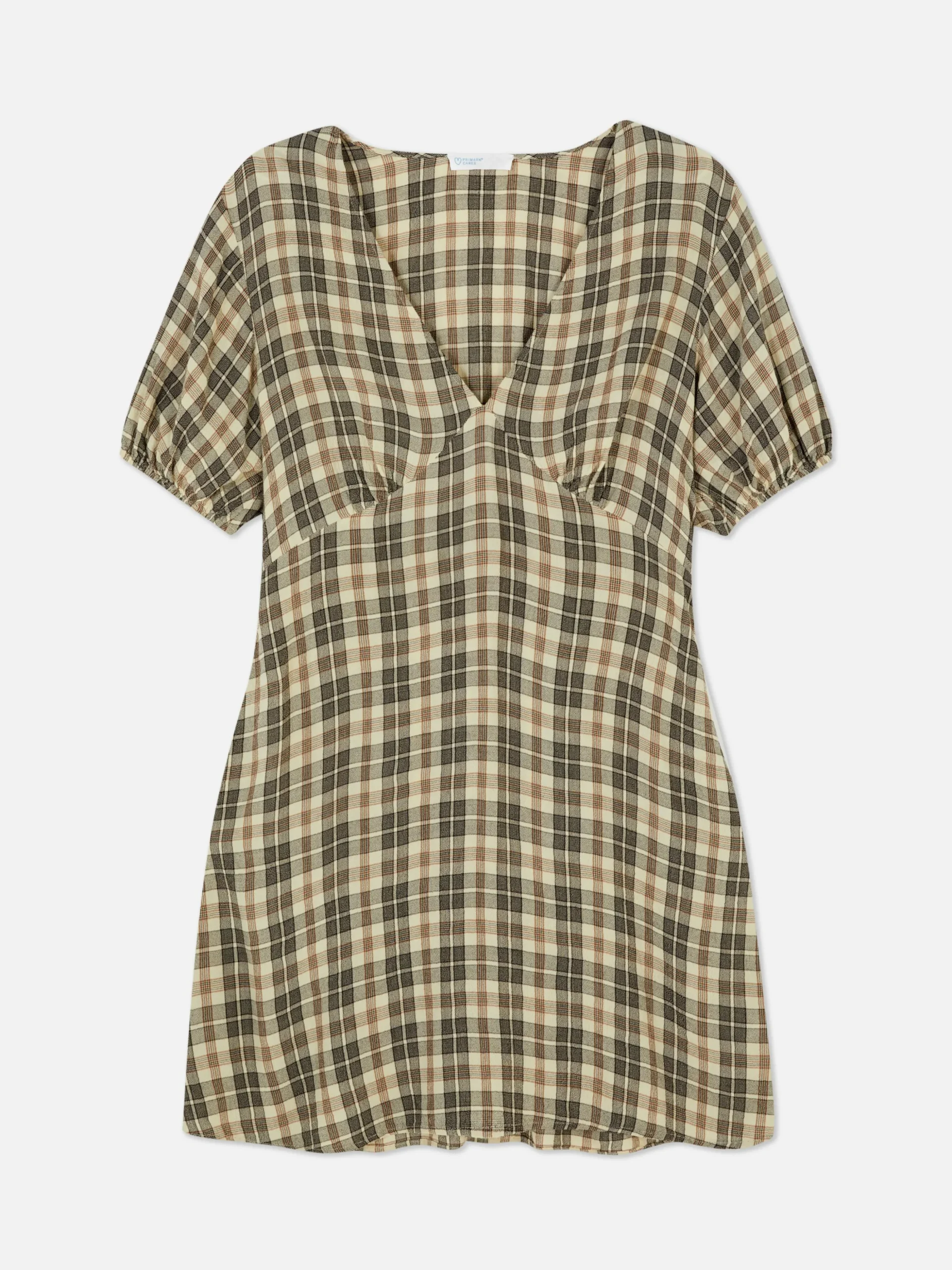 Vestido Mini Decote V Padrão Xadrez