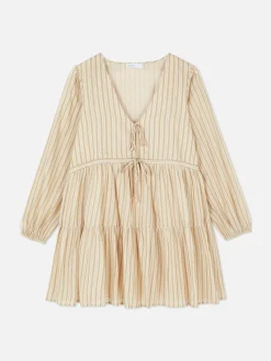 Vestido Mini Franzido Laço Frente