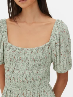 Vestido Mini Plissado Franzido